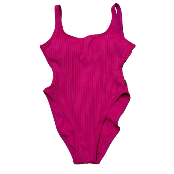 Michael Kors Swimsuit Womens 6 Ultra Pink Ribbed One Piece Tank Resort Beach - Picture 1 of 5